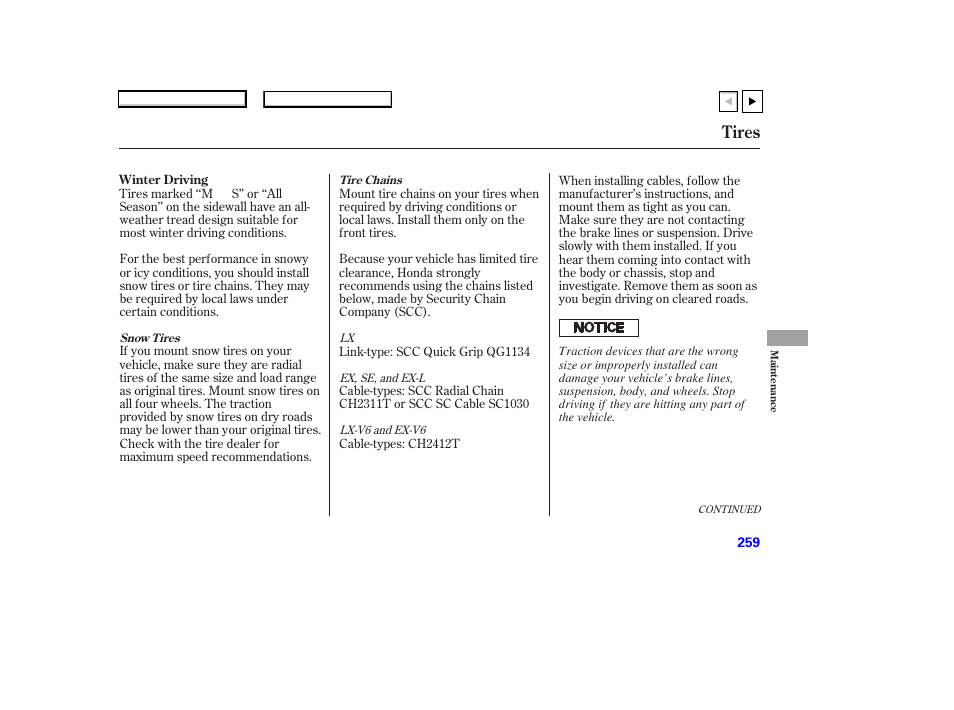 Tires | HONDA 2007 Accord Coupe - Owner's Manual User Manual | Page 262 / 320