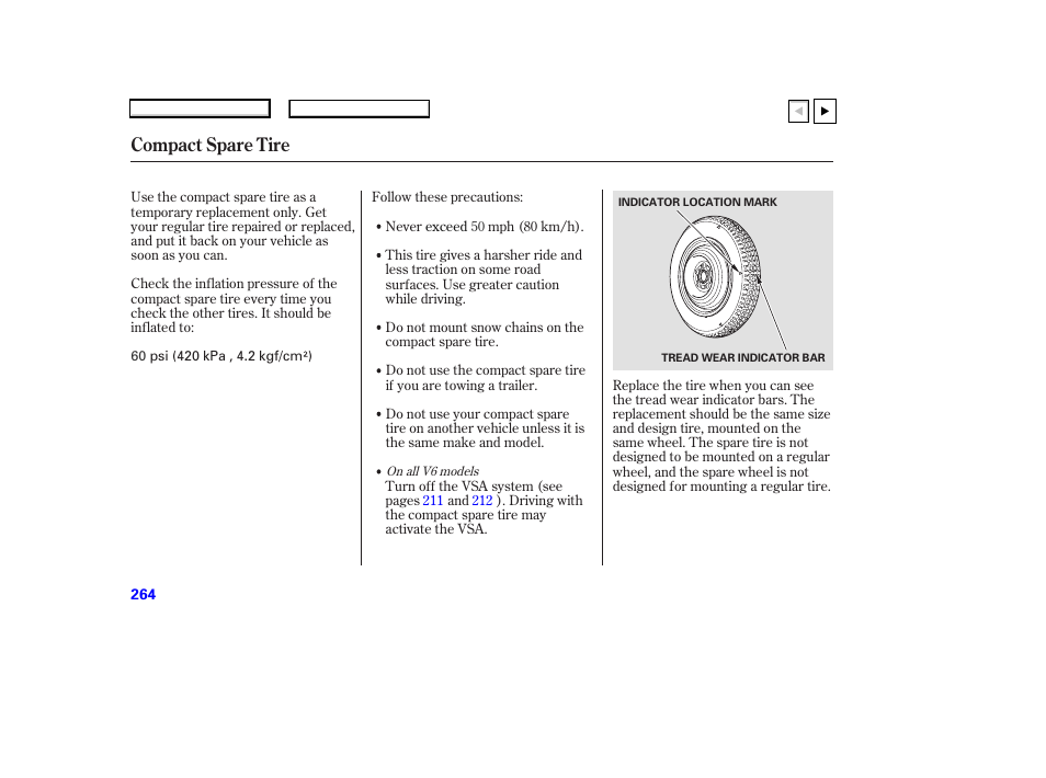 Ad0707o00264a, Compact spare tire | HONDA 2007 Accord Coupe - Owner's Manual User Manual | Page 267 / 320