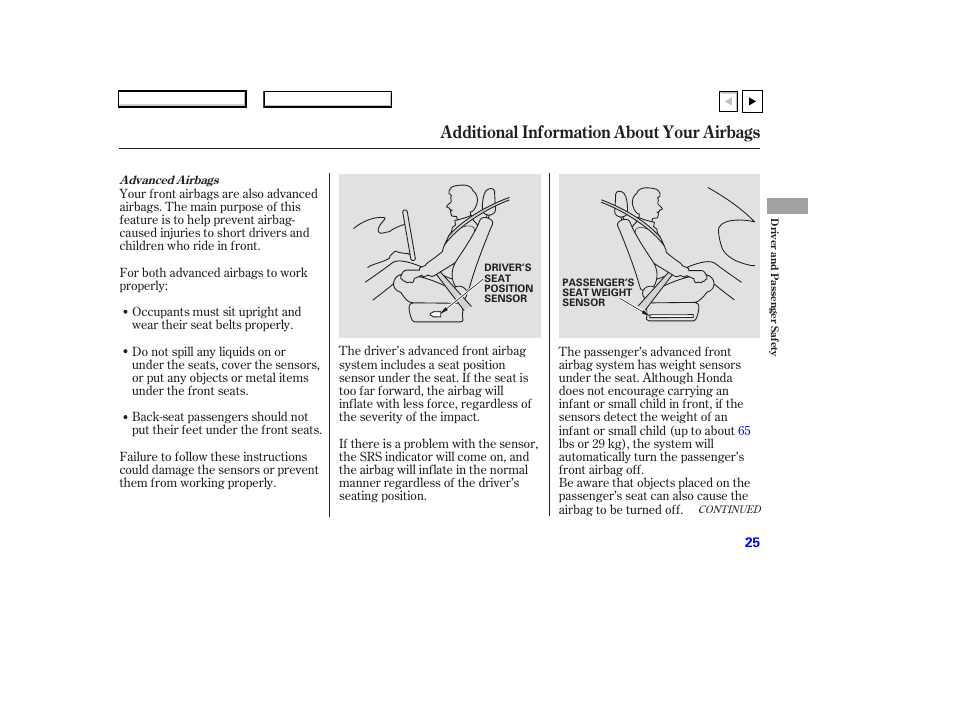 Additional information about your airbags | HONDA 2007 Accord Coupe - Owner's Manual User Manual | Page 28 / 320