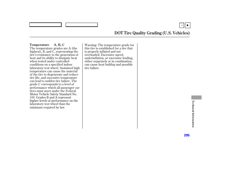 Dot tire quality grading (u.s. vehicles) | HONDA 2007 Accord Coupe - Owner's Manual User Manual | Page 298 / 320