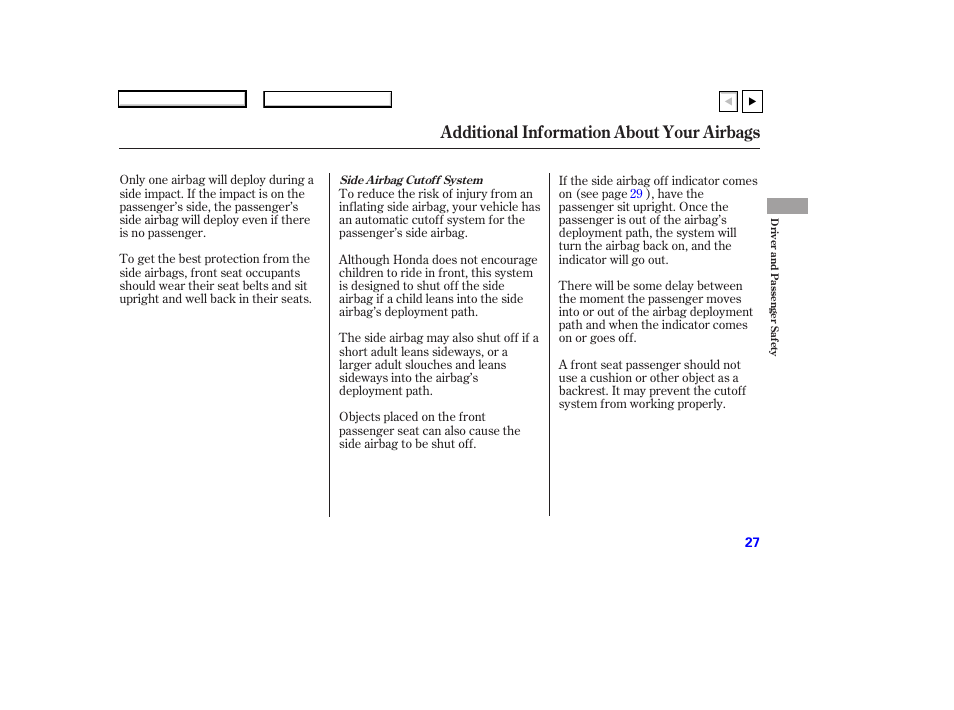 Ad0707o00027a, Additional information about your airbags | HONDA 2007 Accord Coupe - Owner's Manual User Manual | Page 30 / 320