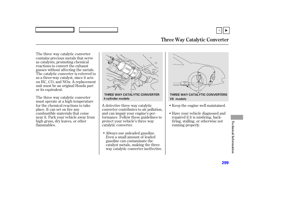 Three way catalytic converter | HONDA 2007 Accord Coupe - Owner's Manual User Manual | Page 302 / 320