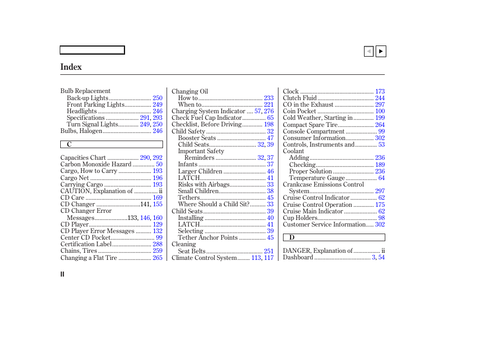Index | HONDA 2007 Accord Coupe - Owner's Manual User Manual | Page 311 / 320