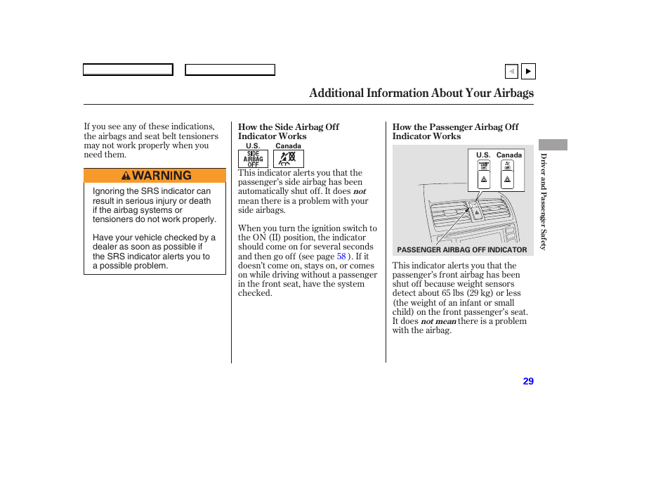 Additional information about your airbags | HONDA 2007 Accord Coupe - Owner's Manual User Manual | Page 32 / 320