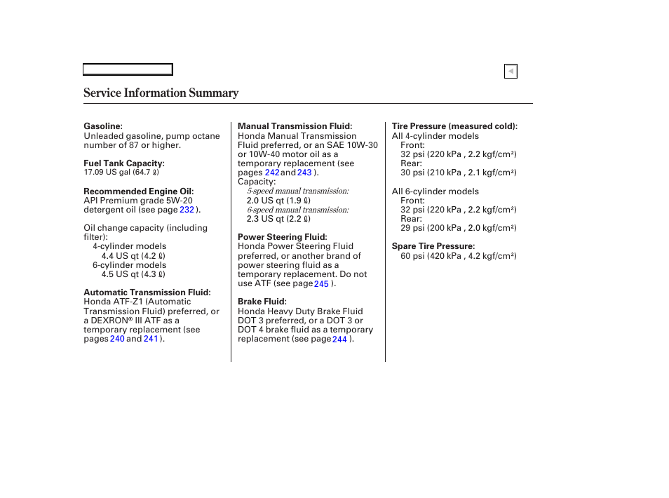 Ad0707srvinfo, Service information summary | HONDA 2007 Accord Coupe - Owner's Manual User Manual | Page 320 / 320