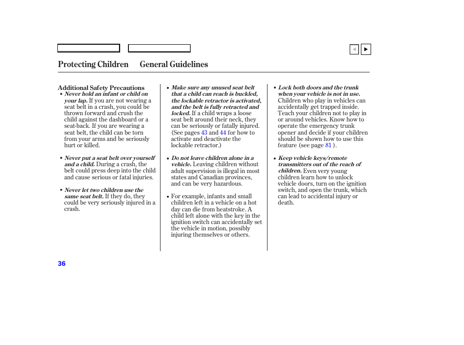 Protecting children general guidelines | HONDA 2007 Accord Coupe - Owner's Manual User Manual | Page 39 / 320