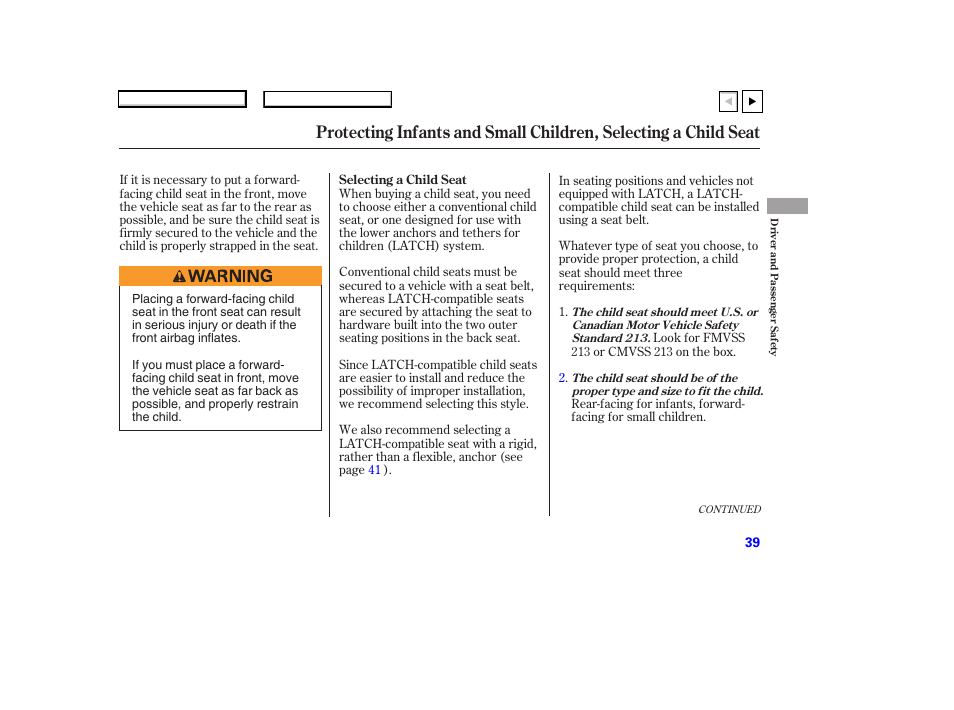 HONDA 2007 Accord Coupe - Owner's Manual User Manual | Page 42 / 320