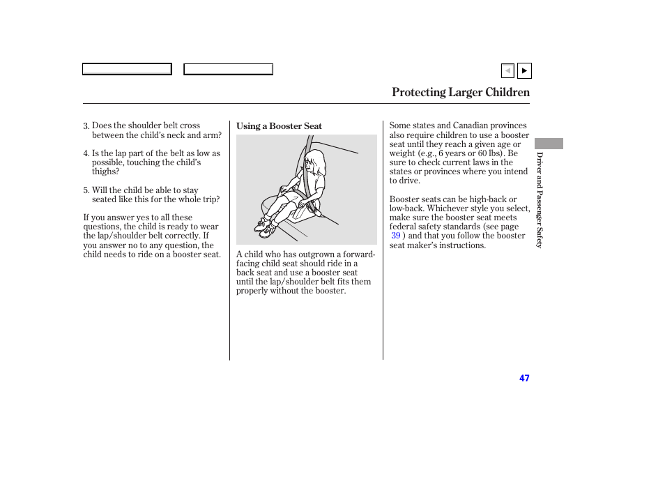 Protecting larger children | HONDA 2007 Accord Coupe - Owner's Manual User Manual | Page 50 / 320