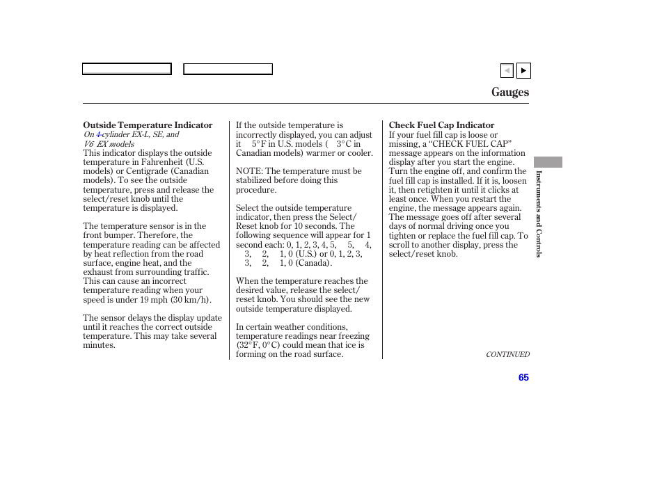 Gauges | HONDA 2007 Accord Coupe - Owner's Manual User Manual | Page 68 / 320