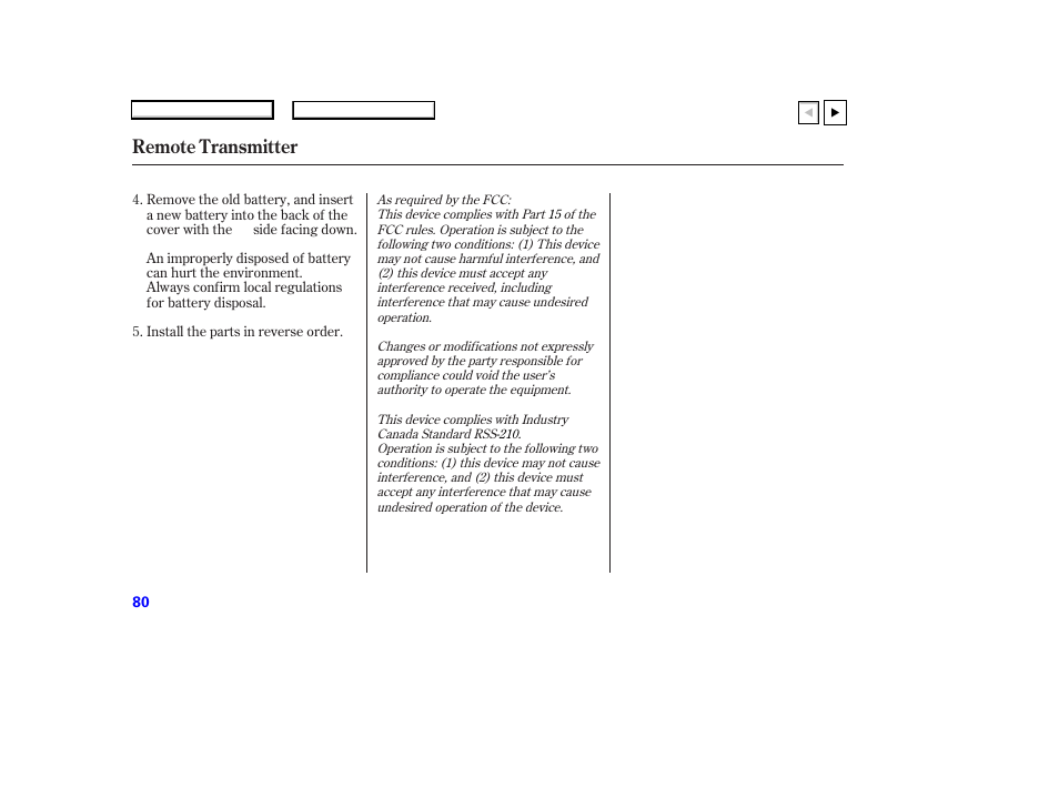P.81, Remote transmitter | HONDA 2007 Accord Coupe - Owner's Manual User Manual | Page 83 / 320