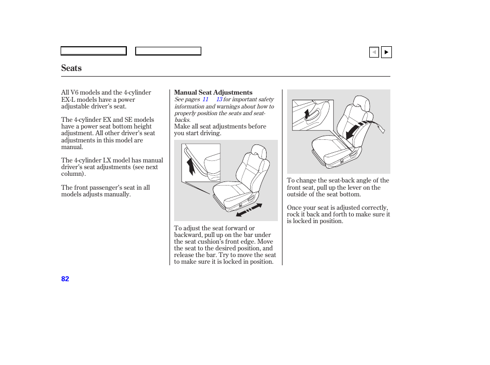 Seats | HONDA 2007 Accord Coupe - Owner's Manual User Manual | Page 85 / 320