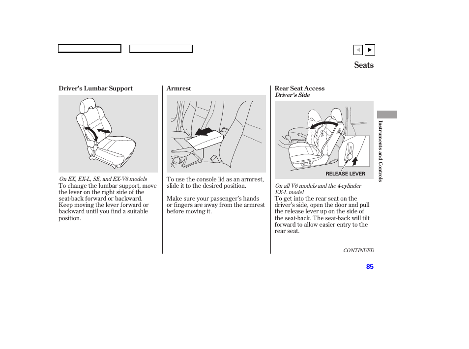 Seats | HONDA 2007 Accord Coupe - Owner's Manual User Manual | Page 88 / 320