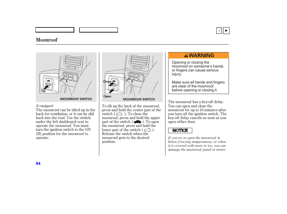 P.95, Moonroof | HONDA 2007 Accord Coupe - Owner's Manual User Manual | Page 97 / 320