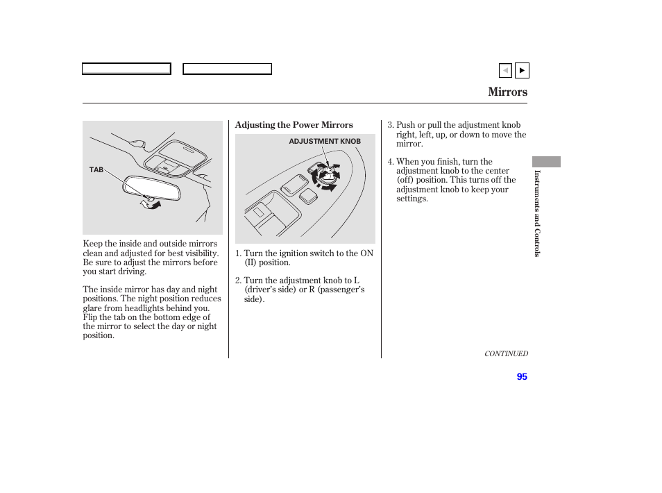Mirrors | HONDA 2007 Accord Coupe - Owner's Manual User Manual | Page 98 / 320