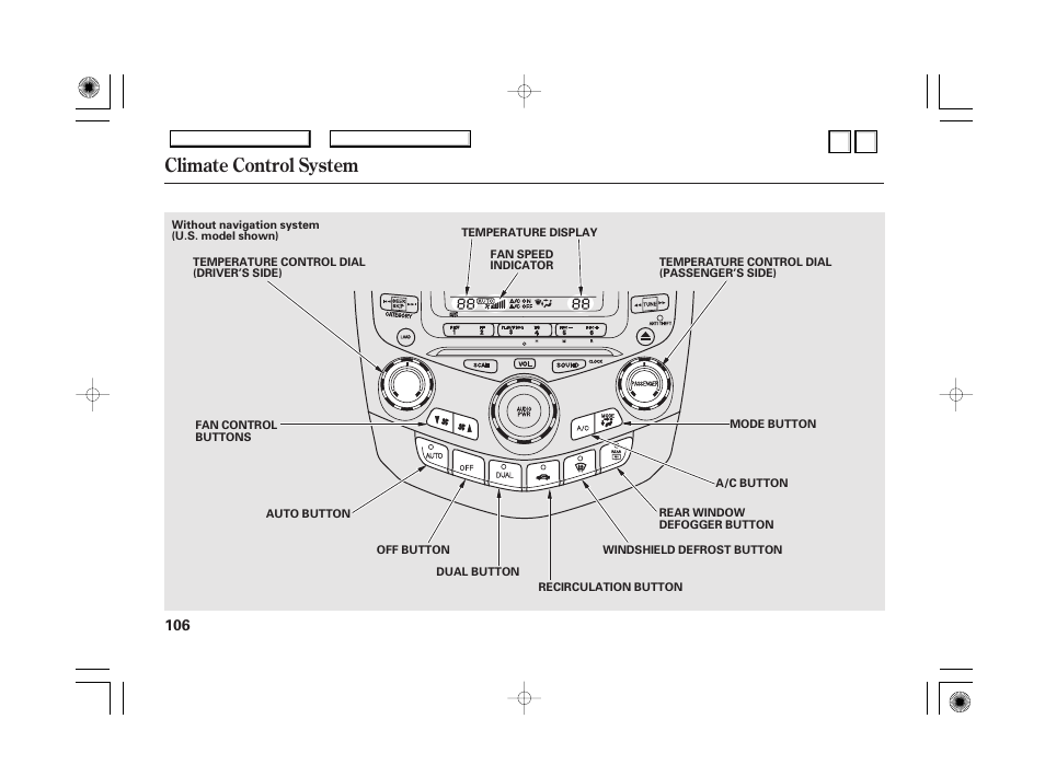 Dr0707o00106a, Climate control system | HONDA 2007 Accord Hybrid - Owner's Manual User Manual | Page 109 / 287