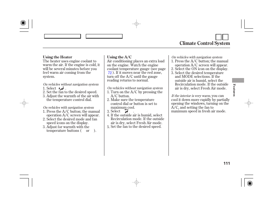 Dr0707o00111a, Climate control system | HONDA 2007 Accord Hybrid - Owner's Manual User Manual | Page 114 / 287