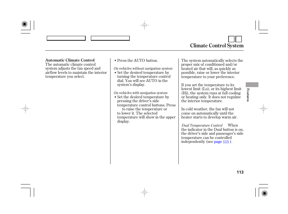 Climate control system | HONDA 2007 Accord Hybrid - Owner's Manual User Manual | Page 116 / 287