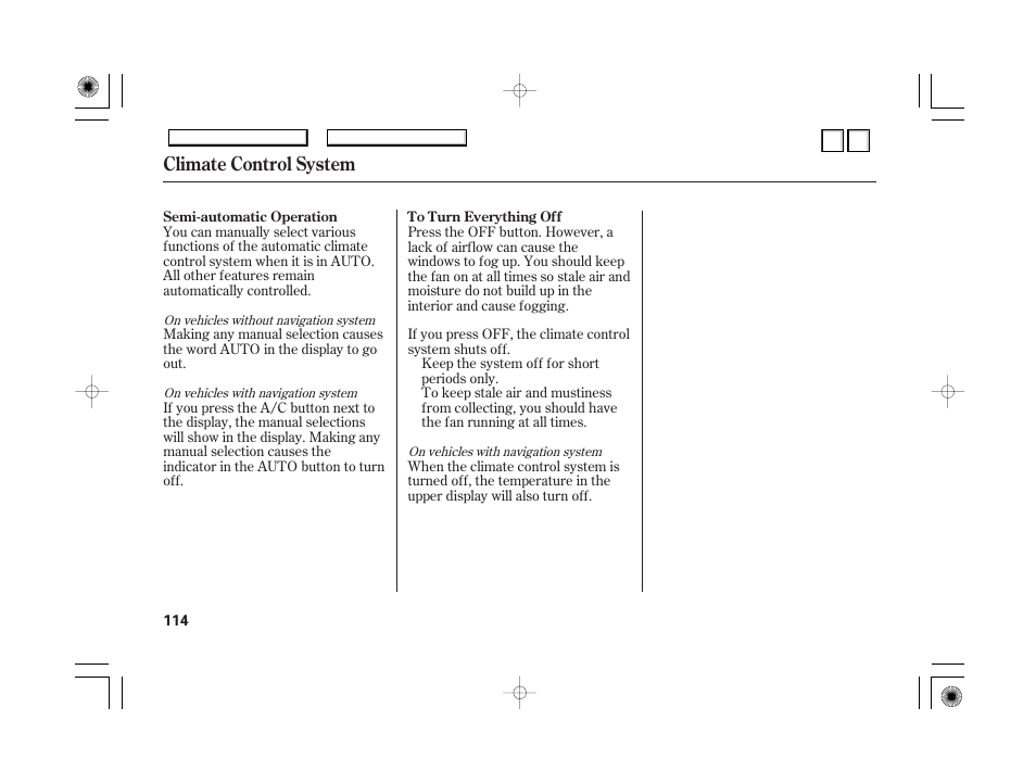 Climate control sensors, Climate control system | HONDA 2007 Accord Hybrid - Owner's Manual User Manual | Page 117 / 287