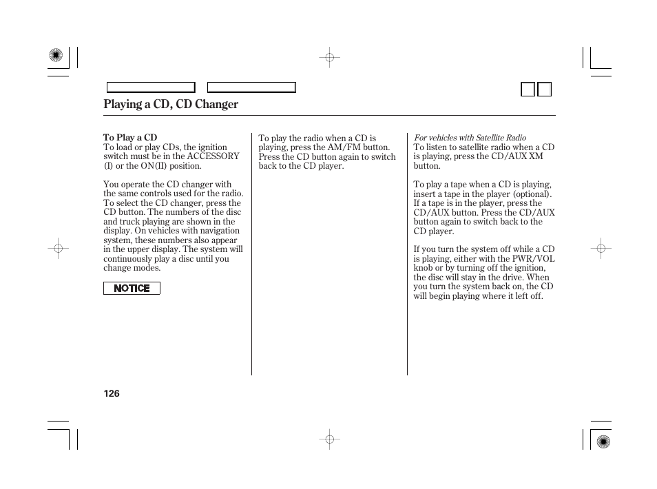 Playing a cd, cd changer | HONDA 2007 Accord Hybrid - Owner's Manual User Manual | Page 129 / 287