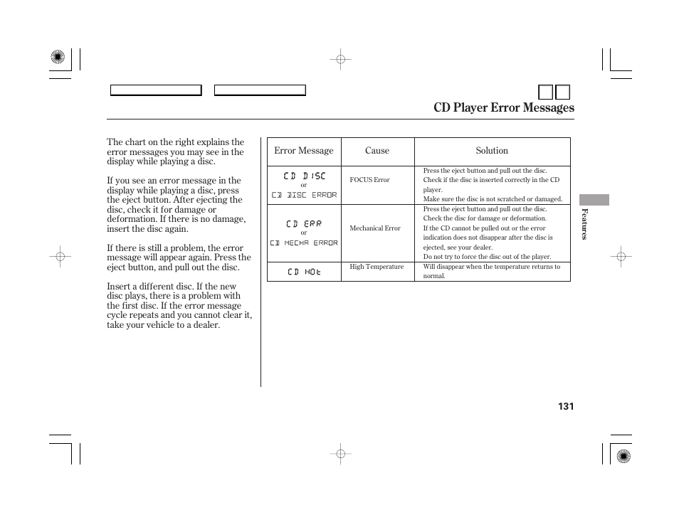 To play a tape, To stop playing a tape, Cd player error messages | HONDA 2007 Accord Hybrid - Owner's Manual User Manual | Page 134 / 287