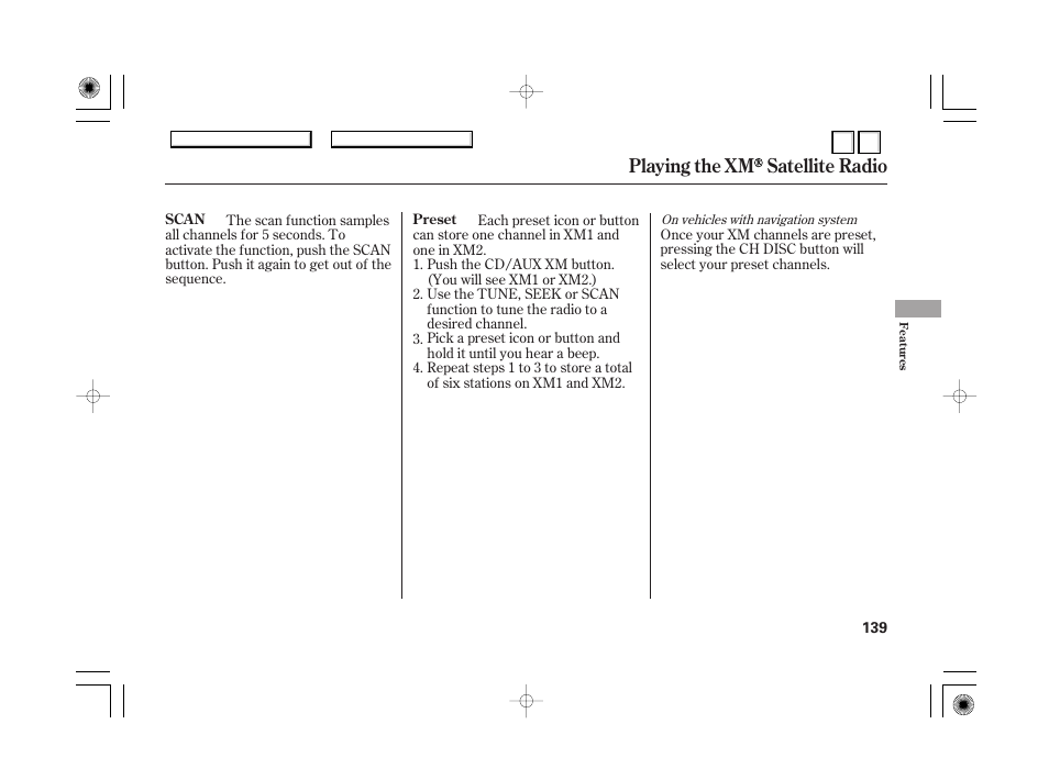 Playing the xm satellite radio | HONDA 2007 Accord Hybrid - Owner's Manual User Manual | Page 142 / 287