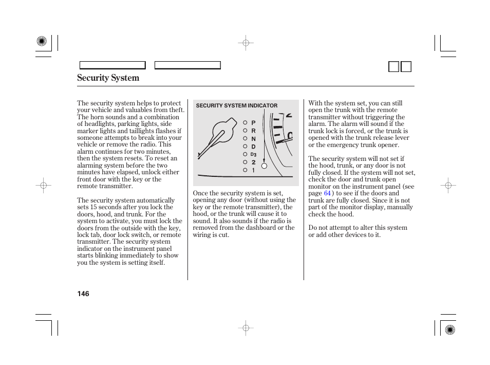 Dr0707o00146a, Security system | HONDA 2007 Accord Hybrid - Owner's Manual User Manual | Page 149 / 287