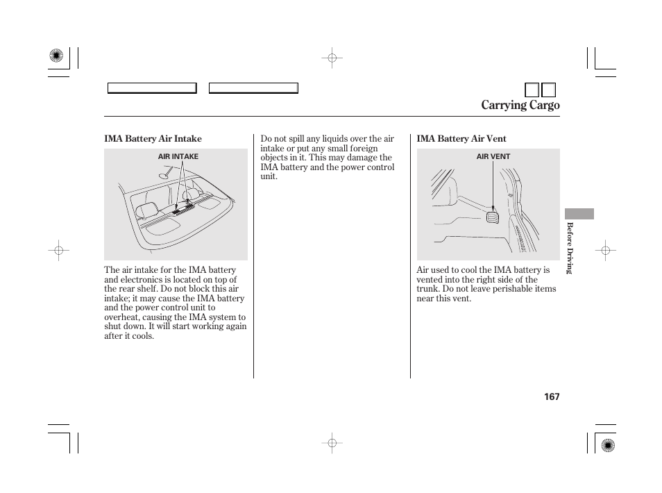 Carrying cargo | HONDA 2007 Accord Hybrid - Owner's Manual User Manual | Page 170 / 287