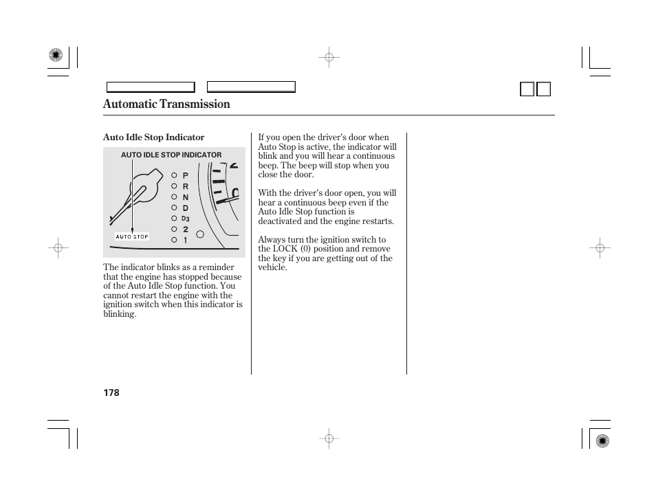 Anti-lock brakes (abs), Abs indicator, Automatic transmission | HONDA 2007 Accord Hybrid - Owner's Manual User Manual | Page 181 / 287