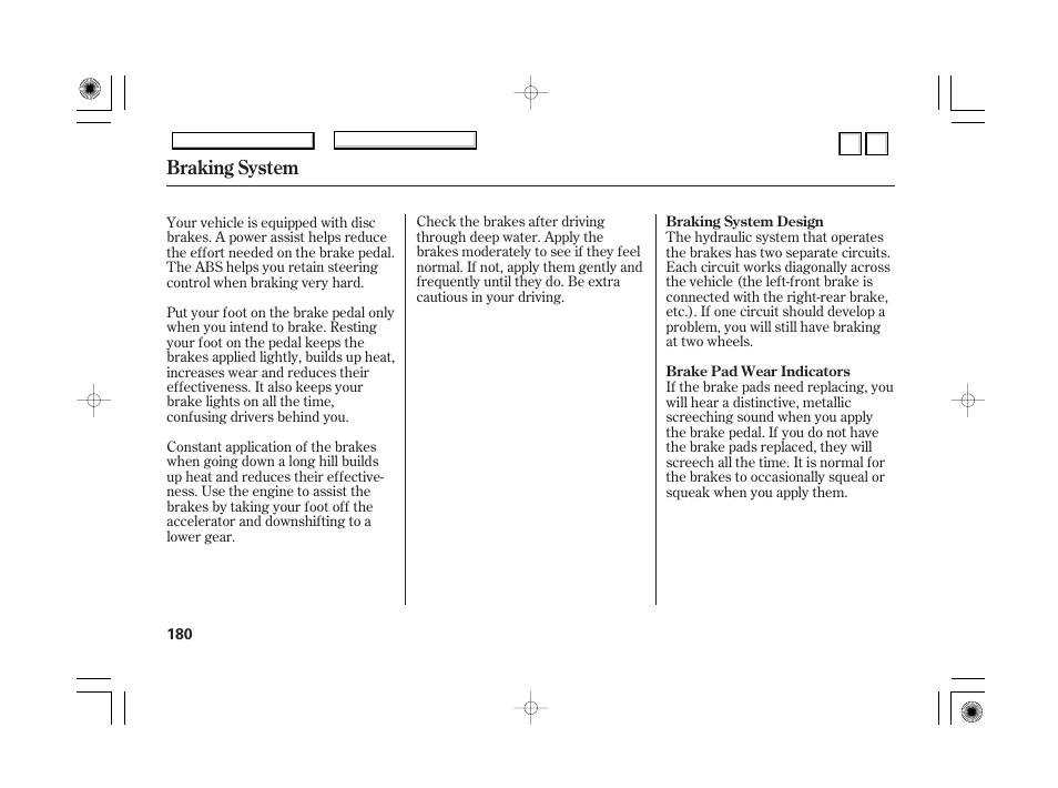 Vehicle stability assist (vsa), System, Vsa activation indicator | Vsa system indicator, Braking system | HONDA 2007 Accord Hybrid - Owner's Manual User Manual | Page 183 / 287