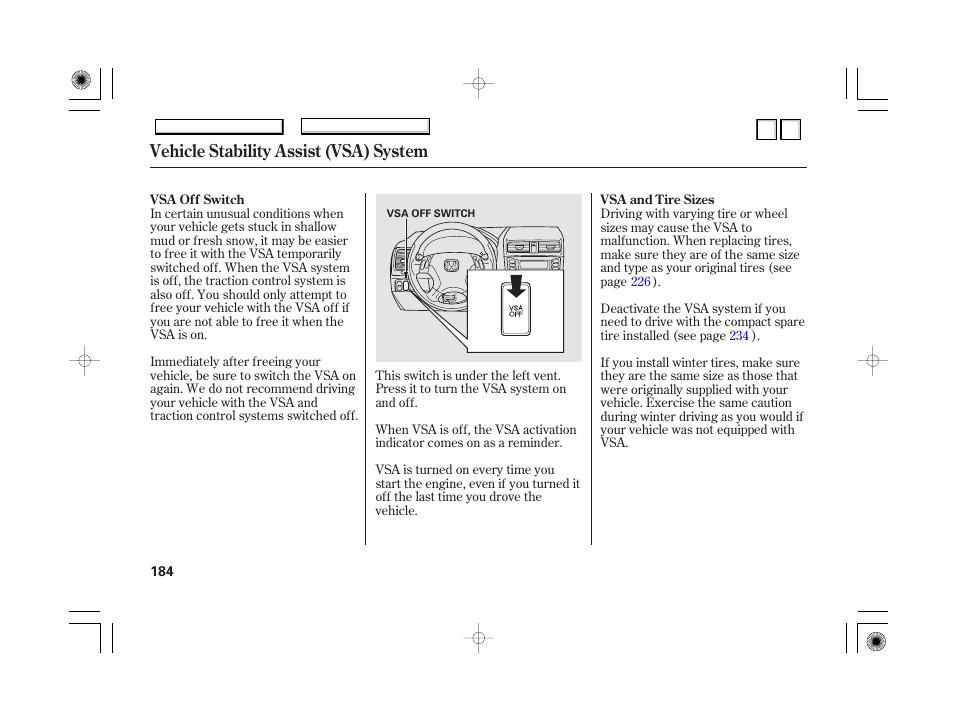 Vehicle stability assist (vsa) system | HONDA 2007 Accord Hybrid - Owner's Manual User Manual | Page 187 / 287