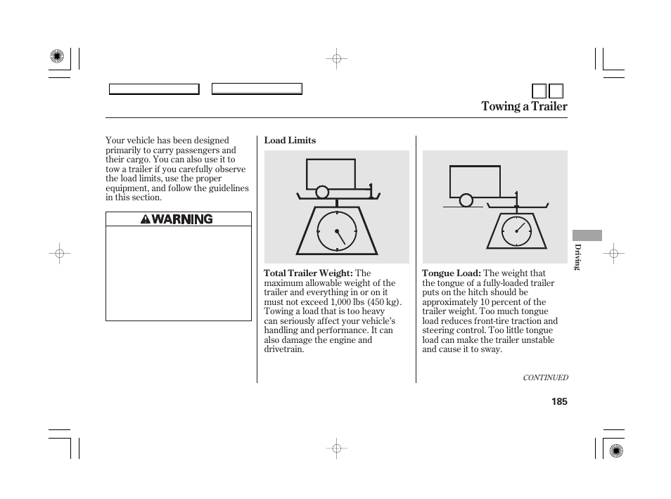 Towing a trailer | HONDA 2007 Accord Hybrid - Owner's Manual User Manual | Page 188 / 287