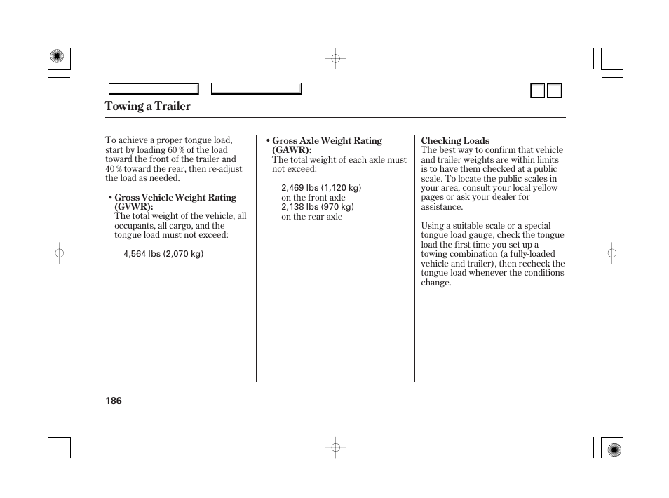 Towing a trailer | HONDA 2007 Accord Hybrid - Owner's Manual User Manual | Page 189 / 287