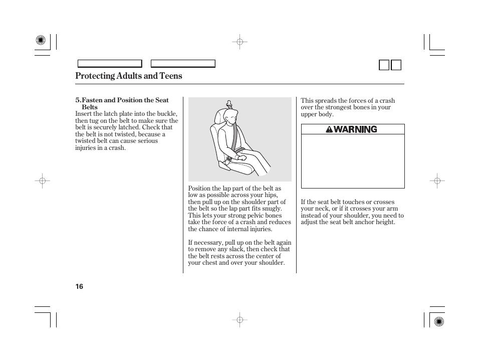 Dr0707o00016a, Additional safety precautions . 19, Protecting adults and teens | HONDA 2007 Accord Hybrid - Owner's Manual User Manual | Page 19 / 287