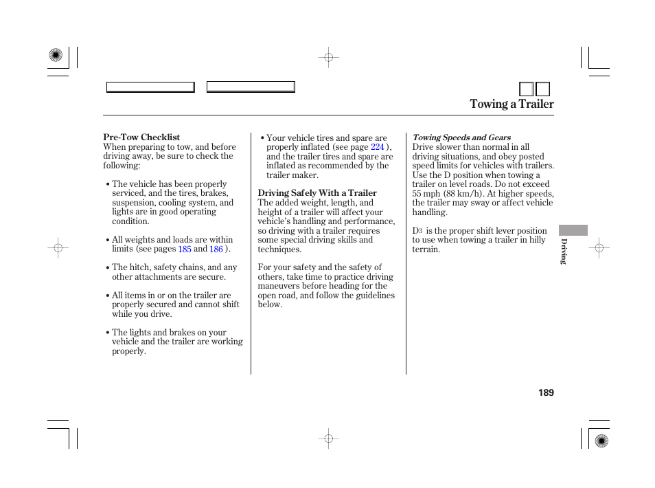 Towing a trailer | HONDA 2007 Accord Hybrid - Owner's Manual User Manual | Page 192 / 287