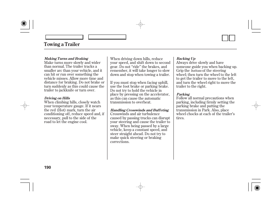 Towing a trailer | HONDA 2007 Accord Hybrid - Owner's Manual User Manual | Page 193 / 287