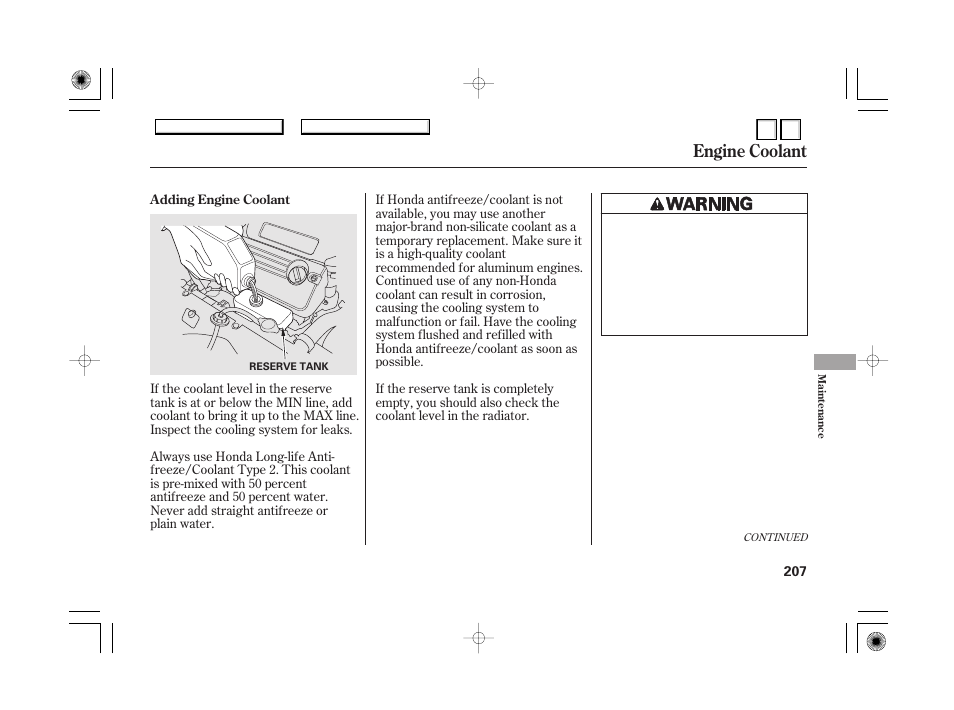 Transmission fluid, Engine coolant | HONDA 2007 Accord Hybrid - Owner's Manual User Manual | Page 210 / 287