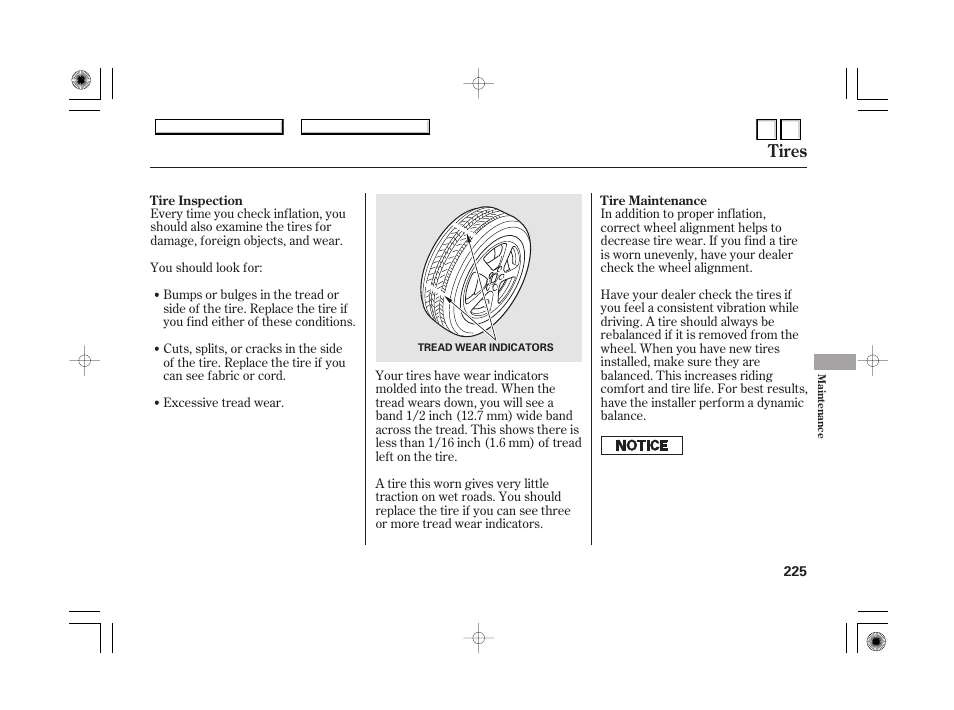 Tire chains, Tires | HONDA 2007 Accord Hybrid - Owner's Manual User Manual | Page 228 / 287