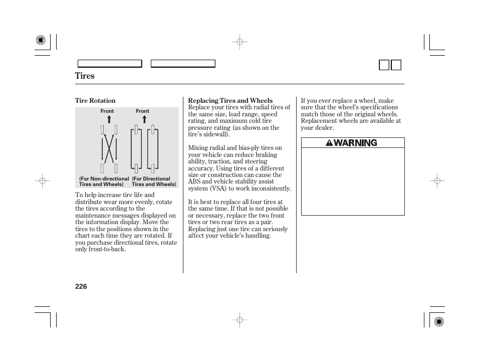 Checking the 12 volt battery, Tires | HONDA 2007 Accord Hybrid - Owner's Manual User Manual | Page 229 / 287