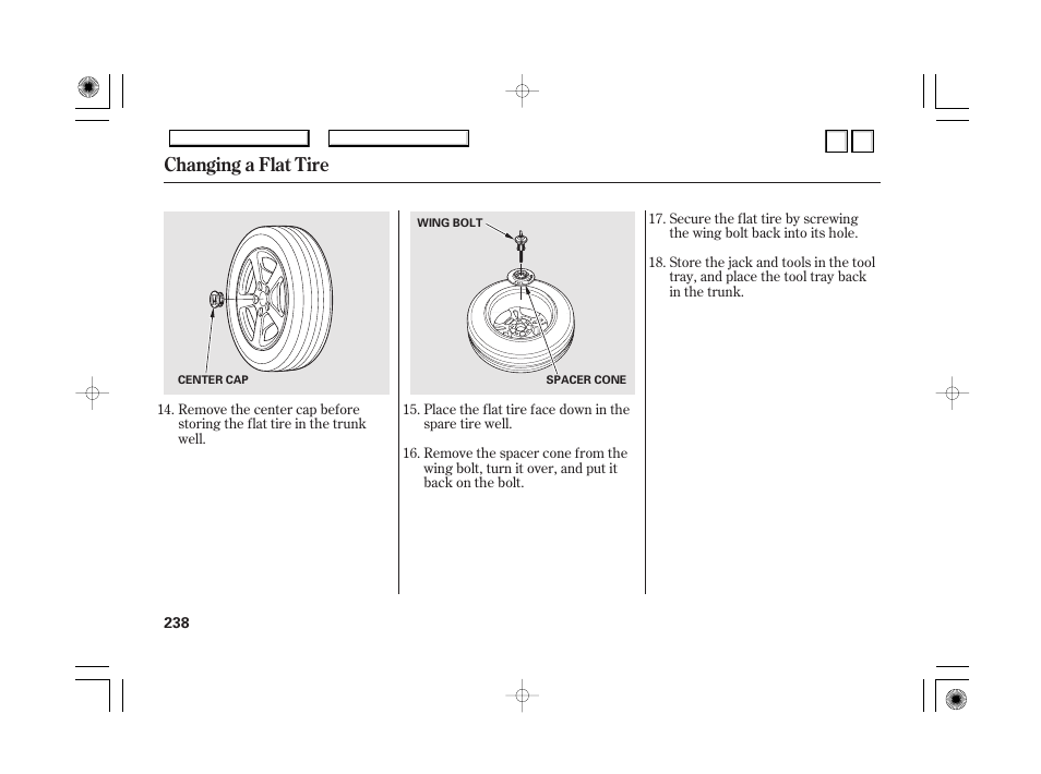 Jump starting, Changing a flat tire | HONDA 2007 Accord Hybrid - Owner's Manual User Manual | Page 241 / 287