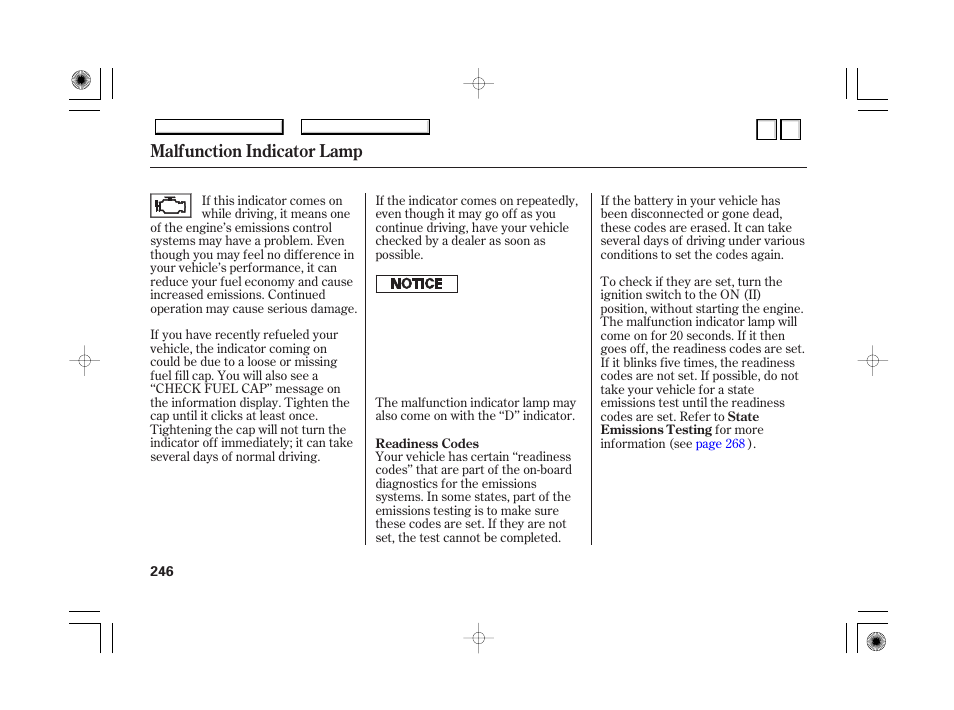 Fuses, Malfunction indicator lamp | HONDA 2007 Accord Hybrid - Owner's Manual User Manual | Page 249 / 287