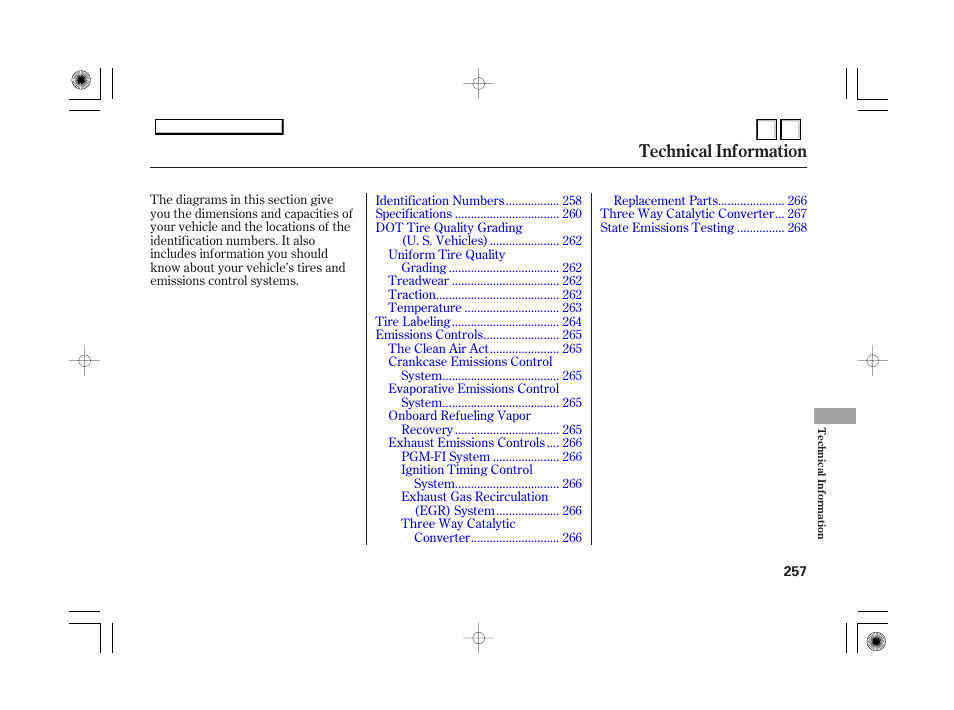 Dr070708indxa, Technical information | HONDA 2007 Accord Hybrid - Owner's Manual User Manual | Page 260 / 287