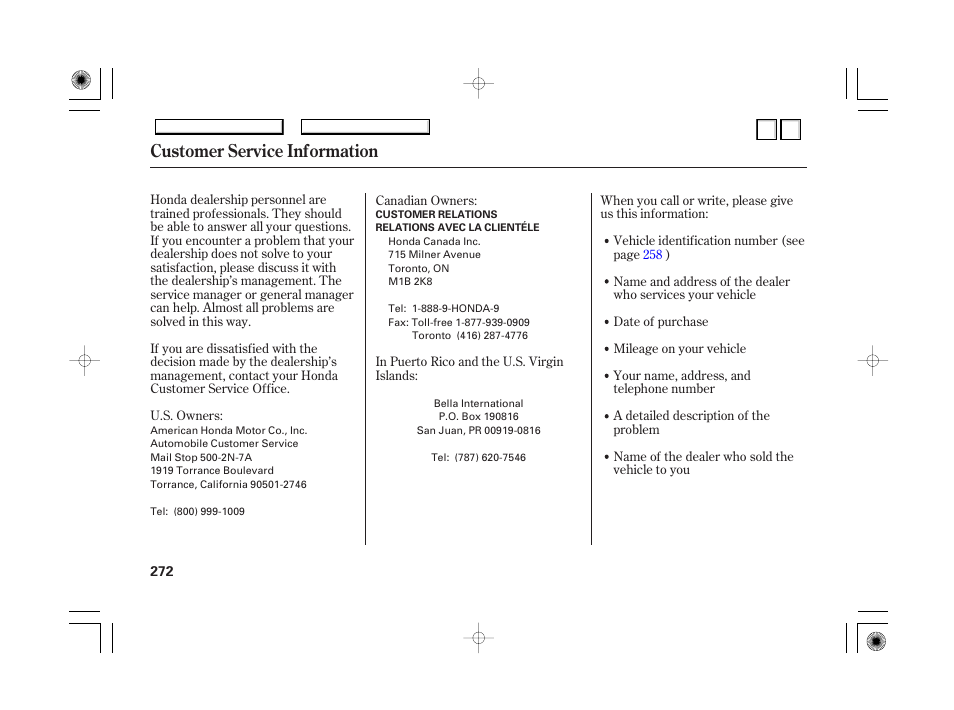 Dr0707o00272a, Authorized manuals (u.s. only), Authorized manuals . 275 | Customer service information | HONDA 2007 Accord Hybrid - Owner's Manual User Manual | Page 275 / 287