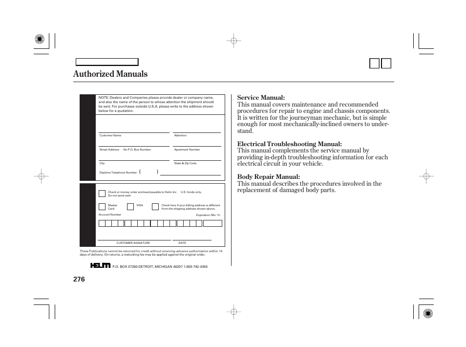 Authorized manuals | HONDA 2007 Accord Hybrid - Owner's Manual User Manual | Page 279 / 287