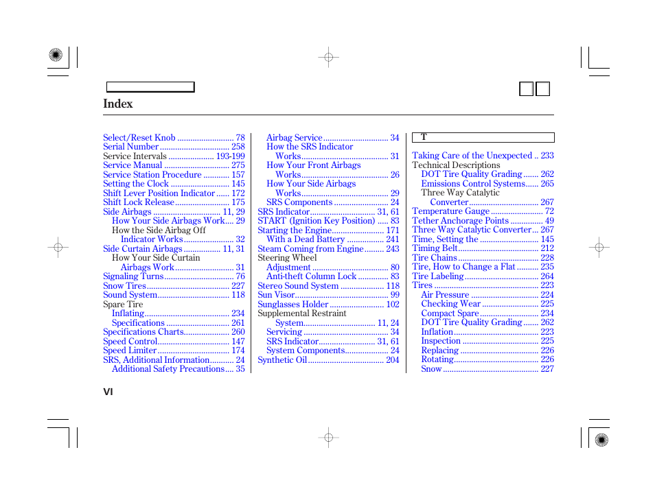 Index | HONDA 2007 Accord Hybrid - Owner's Manual User Manual | Page 285 / 287