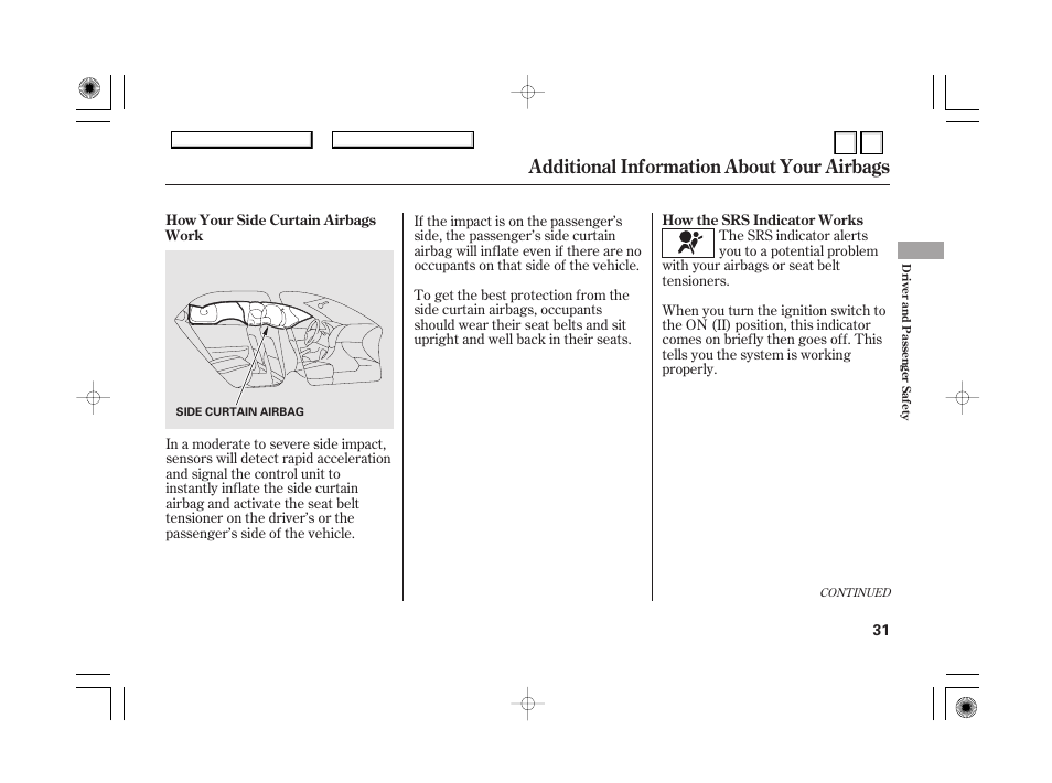 Airbag service, Additional information about your airbags | HONDA 2007 Accord Hybrid - Owner's Manual User Manual | Page 34 / 287