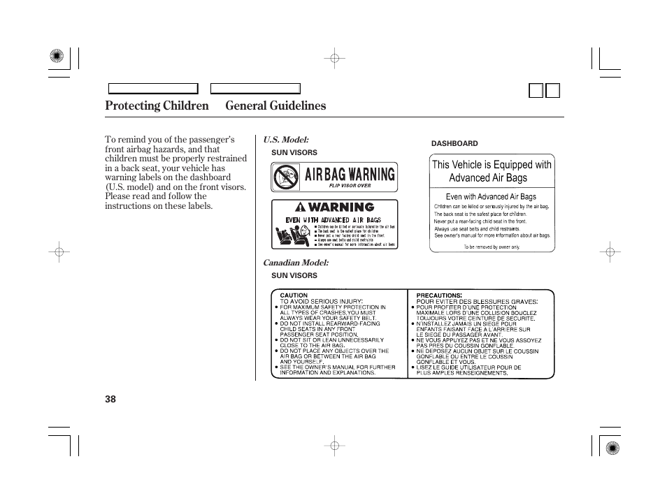 Dr0707o00038a, Protecting infants and, Small children | Protecting infants, Protecting children general guidelines | HONDA 2007 Accord Hybrid - Owner's Manual User Manual | Page 41 / 287