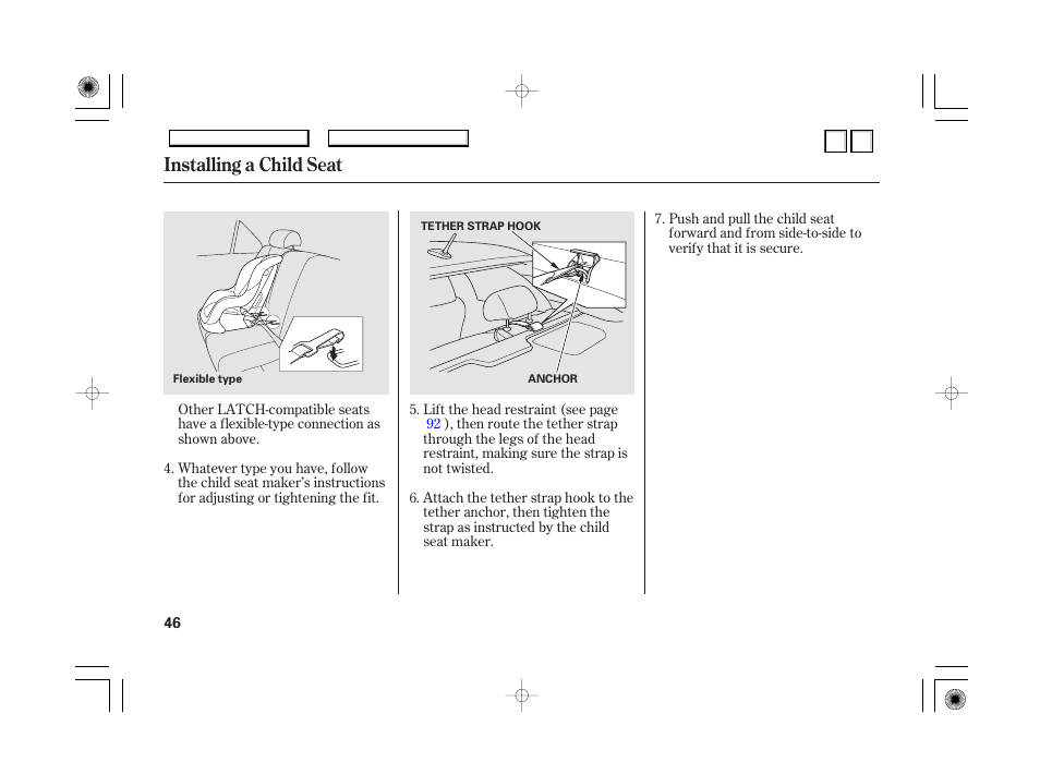 Installing a child seat | HONDA 2007 Accord Hybrid - Owner's Manual User Manual | Page 49 / 287