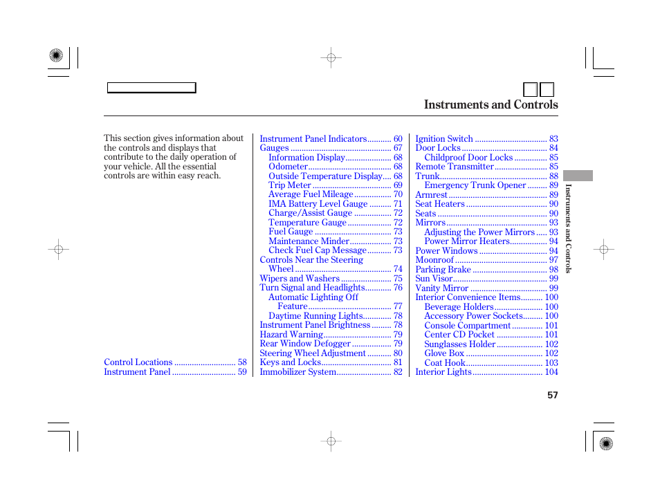 Dr070702indxa, P.60), Instruments and controls | HONDA 2007 Accord Hybrid - Owner's Manual User Manual | Page 60 / 287