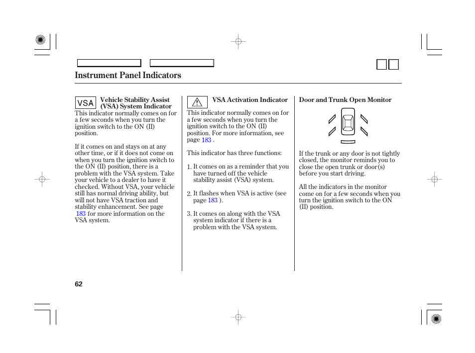 P.65, Instrument panel indicators | HONDA 2007 Accord Hybrid - Owner's Manual User Manual | Page 65 / 287