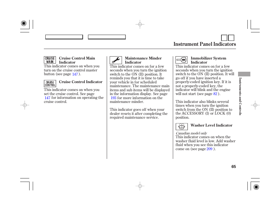 Information display, Odometer, Outside temperature display . 68 | Instrument panel indicators | HONDA 2007 Accord Hybrid - Owner's Manual User Manual | Page 68 / 287